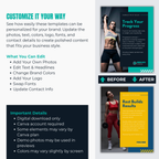 Fitness-themed templates for customization with text and images on a white background.