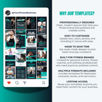 Fitness business templates with promotional text on a green background