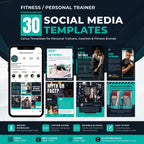 30 editable Canva social media templates for personal trainers, fitness coaches and wellness brands
