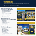 Real estate agent template bundle with various design options for feed, carousel, and reel covers.