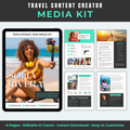 Media kit for travel content creator with tablet displaying cover and other pages.