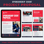 Sponsorship event project proposal with tablet display and document pages.