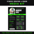 Fitness creator and coach media kit with Marcus Cole's profile on a black background
