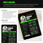 Tablet displaying a media kit template for fitness creators with a professional design.