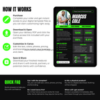 Digital media kit with branding and customization options on a black background