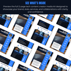 Collage of tech content creator media kit templates with 'Alex Morgan' branding.