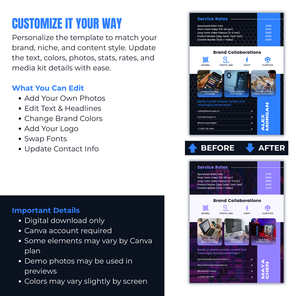 Customizable template design with text and branding elements on a white background