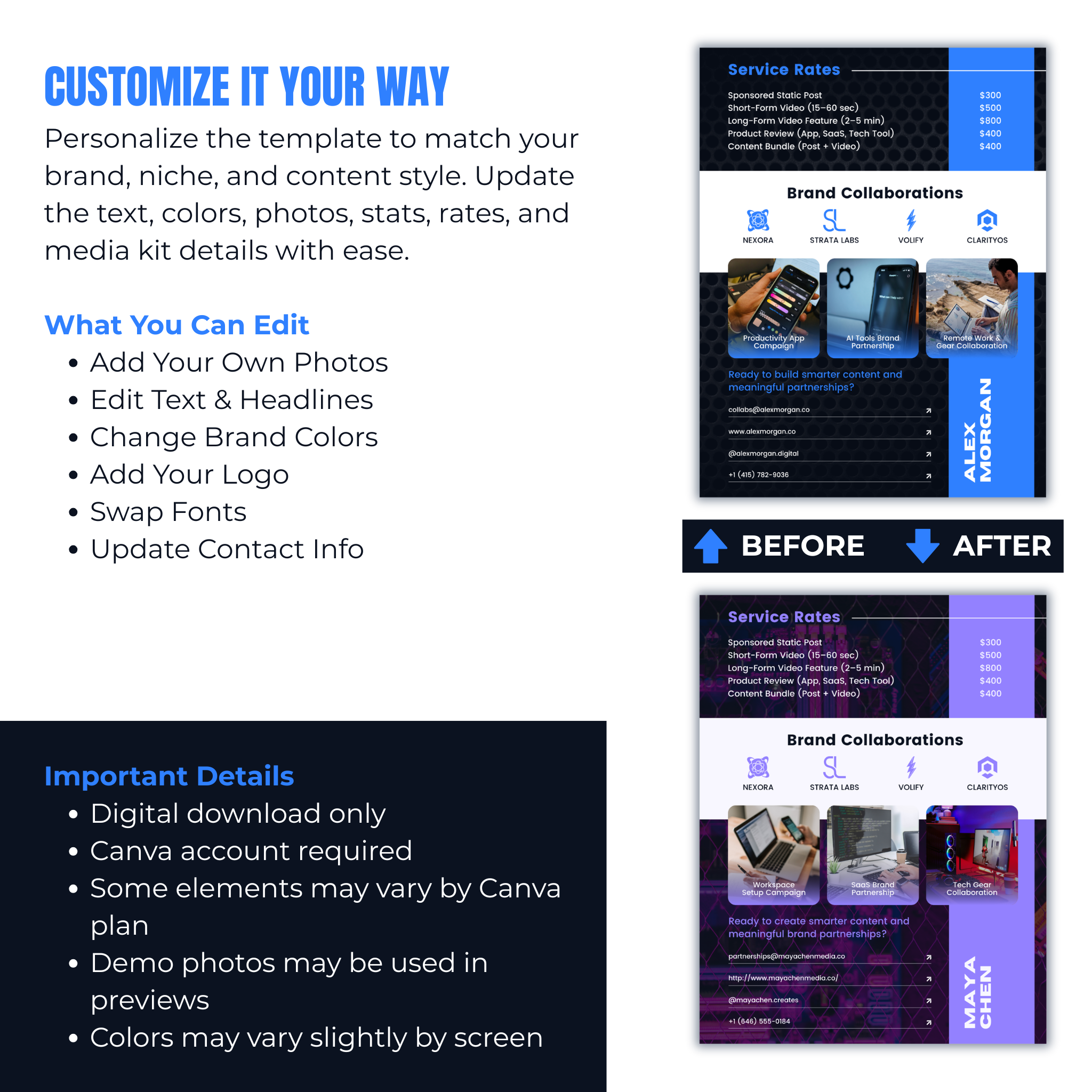Customizable template design with text and branding elements on a white background