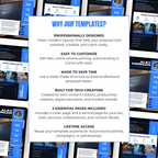 Promotional graphic for a template service with text and images of templates on a white background.