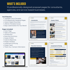 Professional proposal template with editable Canva Template, 10 professionally designed pages, instant digital download, lifetime template access, and customizable branding.