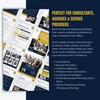 Service proposal template with images of people and text on a blue background