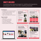 Promotional graphic for wedding photographer proposal templates with a laptop displaying the template.