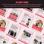 Full 6-page wedding photography proposal with various sections on a white background.