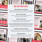 Promotional graphic for wedding photography proposal templates with text and images of proposals.