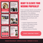 Wedding photography proposal template with promotional text on a pink and black background